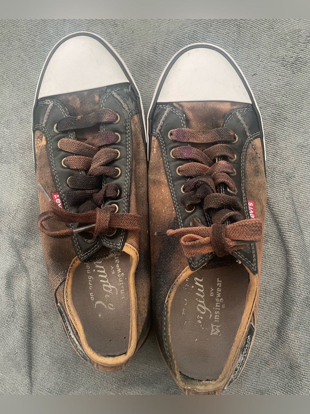 Levi's Men's Brown Canvas Lace-Up Sneakers with White Toe